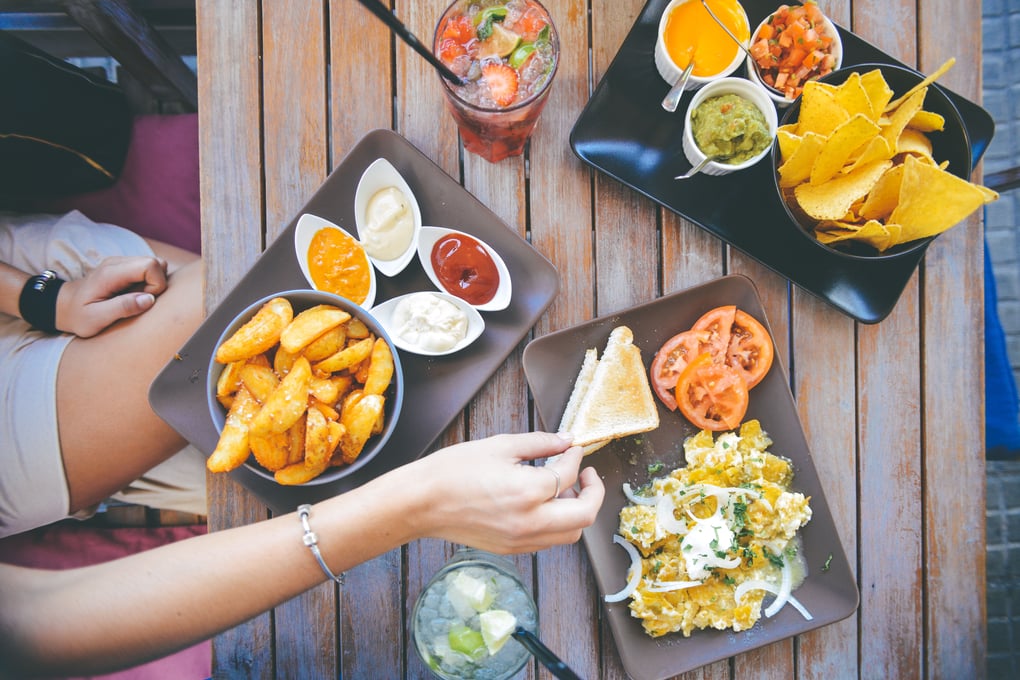 food salad restaurant person