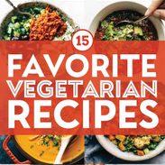 Healthy vegetarian recipes in a collage.