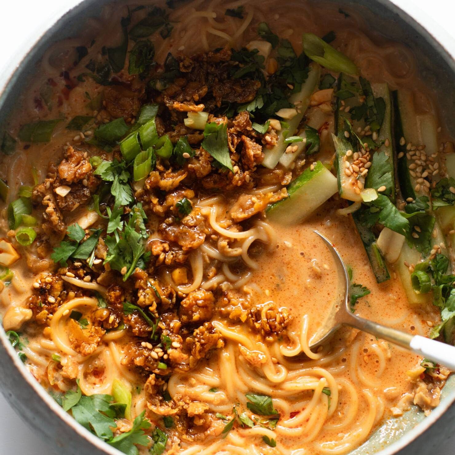 Miso peanut ramen bowls.