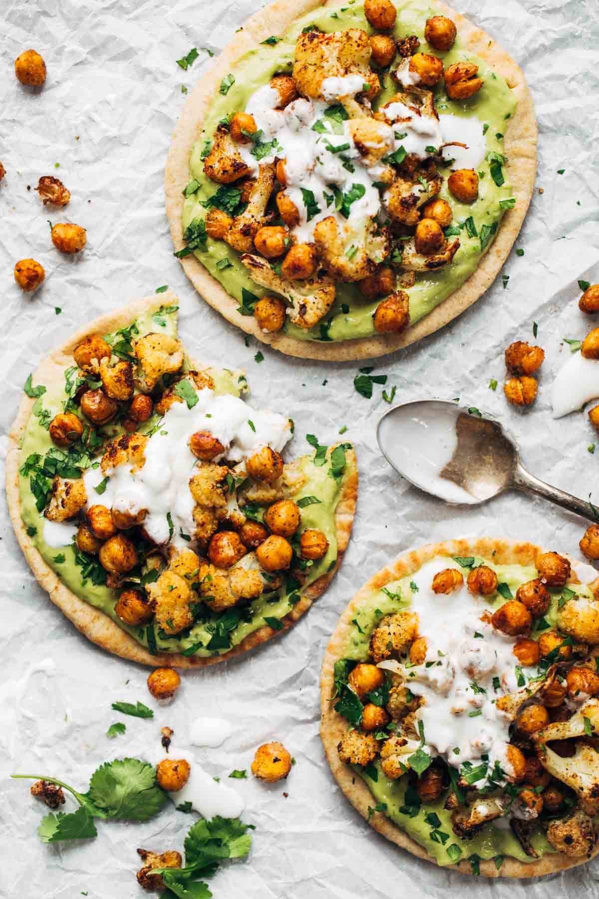 Roasted Veggie Pita with Avocado Dip